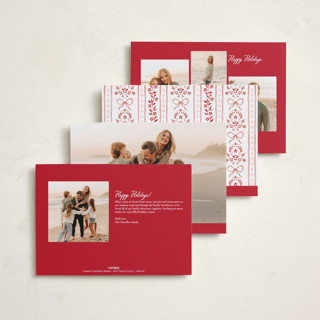 This is a ribbon foil pressed holiday cards with foil pressed by Wildfield Paper Co called bow sketch printing on recycled smooth signature in standard