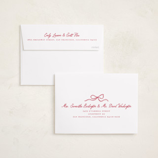 This is a ribbon foil pressed holiday cards with foil pressed by Wildfield Paper Co called bow sketch printing on recycled smooth signature in standard