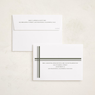 This is a sage foil pressed holiday cards with foil pressed by Ashley Presutti Beasley called traditional plaid printing on recycled smooth signature in standard