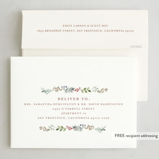This is a plum foil pressed holiday cards with foil pressed by Petra Kern called trad printing on recycled smooth signature in standard