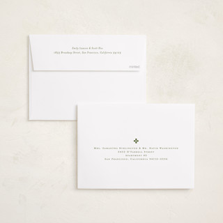 This is a sage foil pressed holiday cards with foil pressed by Meagan Christensen called gingham printing on recycled smooth signature in standard