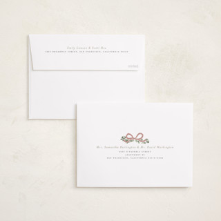This is a taupe foil pressed holiday cards with foil pressed by Itsy Belle Studio called ribbonly frame printing on recycled smooth signature in standard