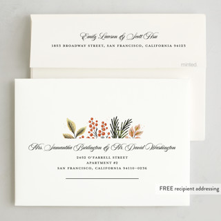 This is a clay foil pressed holiday cards with foil pressed by Kimberly Morgan called verdancy printing on recycled smooth signature in standard