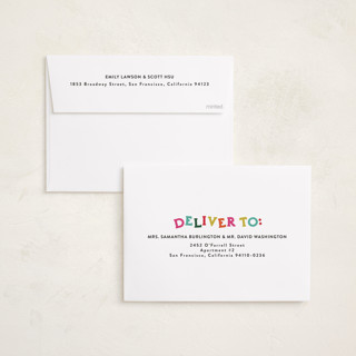 This is a bright foil pressed holiday cards with foil pressed by Inkblot Design called color coded spirit printing on recycled smooth signature in standard