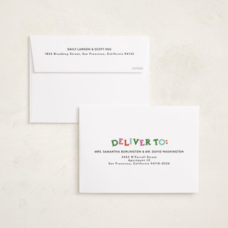 This is a fruitcake foil pressed holiday cards with foil pressed by Inkblot Design called color coded spirit printing on recycled smooth signature in standard