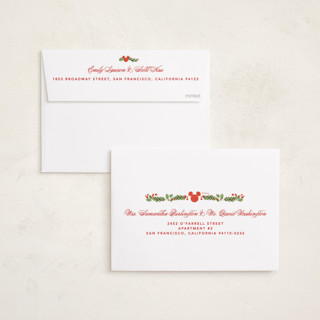 This is a stocking foil pressed holiday cards with foil pressed by Creo Study called disney’s mickey vintage holiday greens printing on recycled smooth signature in standard