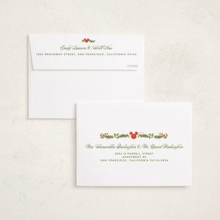 This is a elf shoes foil pressed holiday cards with foil pressed by Creo Study called disney’s mickey vintage holiday greens printing on recycled smooth signature in standard