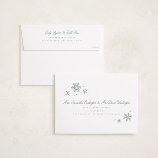 This is a snow foil pressed holiday cards with foil pressed by Wildfield Paper Co called glistening snow printing on recycled smooth signature in standard