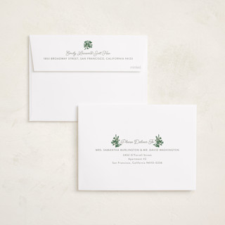 This is a navy foil pressed holiday cards with foil pressed by Sarah Brown called a little married printing on recycled smooth signature in standard