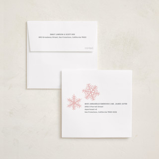 This is a blushing holiday card ornaments with gloss press by Jessie Steury called super snowflake printing on recycled smooth signature in ornament