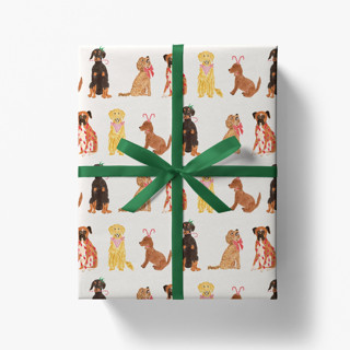 This is a multicolor wrapping paper by Liesel Anne called dog lovers christmas holiday gift wrap [rolls of 3 sheets] in standard