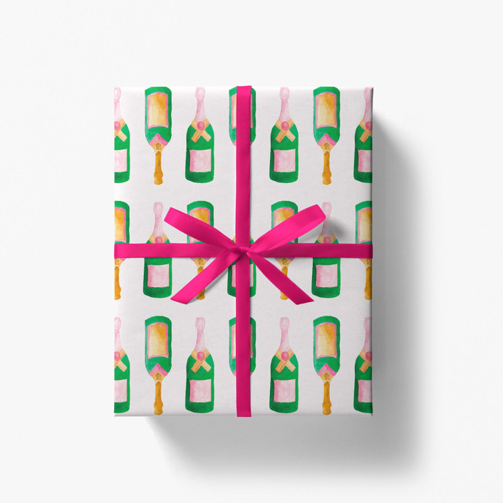 MIN-M9P-HGR - Champagne Bottle Gift Wrap (Set of 3 Sheets)