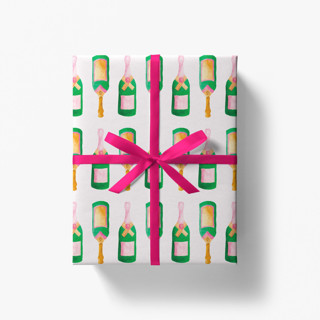 This is a white wrapping paper by Liesel Anne called Champagne Bottle Gift Wrap (Set of 3 Sheets) in standard.