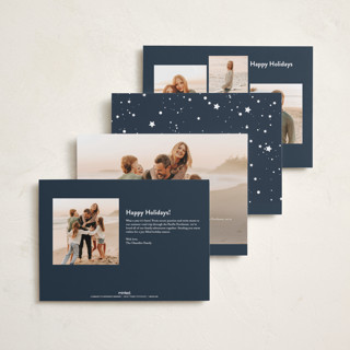 This is a night sky gloss press holiday cards with gloss press by Carolyn Nicks called confetti stars printing on recycled smooth signature in standard
