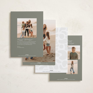 This is a smokey sage gloss press holiday cards with gloss press by Ana Sharpe called shimmer geo printing on recycled smooth signature in standard