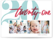 This is a white letterpress holiday card by Erin L. Wilson called Twenty with letterpress printing on bright white letterpress paper in standard.