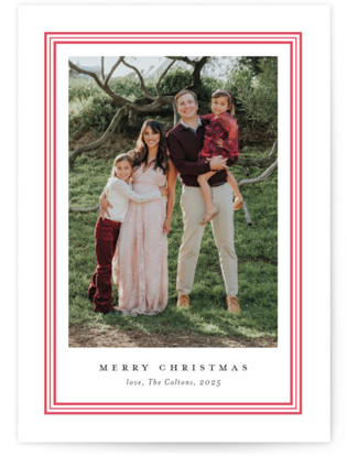 This is a red letterpress holiday card by Stacey Meacham called Ever classic with letterpress printing on bright white letterpress paper in standard.