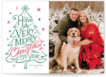 This is a green letterpress holiday card by Morgan Ramberg called Christmas tree with letterpress printing on bright white letterpress paper in standard.