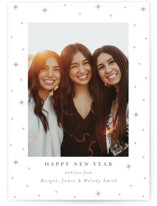 This is a grey letterpress holiday card by Elly called Stars with letterpress printing on bright white letterpress paper in standard.