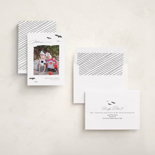 This is a licorice halloween party invitations cards with standard by Pixel and Hank called halloween happiness printing on recycled smooth signature in standard