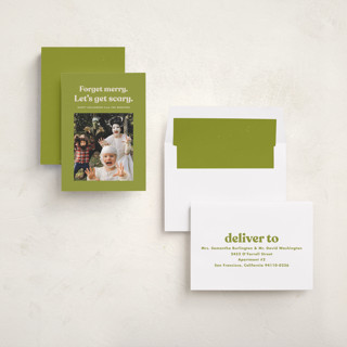 This is a slime halloween party invitations cards with standard by Lea Delaveris called get scary printing on recycled smooth signature in standard