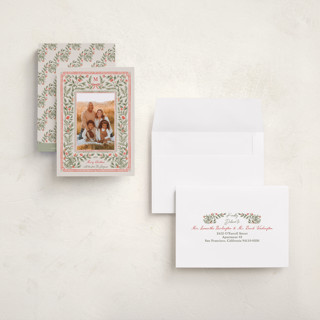This is a garden petite holiday cards with standard by Elly called botanical tidings printing on recycled smooth signature in petite