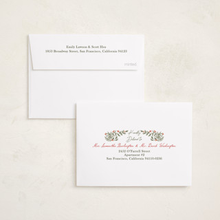 This is a garden petite holiday cards with standard by Elly called botanical tidings printing on recycled smooth signature in petite