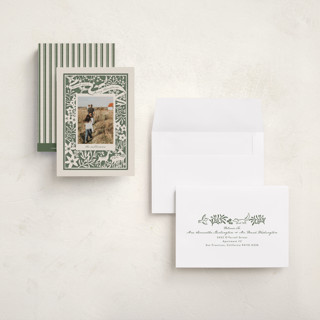 This is a pine petite holiday cards with standard by Leia Matt called woodland papercut printing on signature in petite