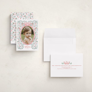 This is a cherry petite holiday cards with standard by Tamara Hilje called charming printing on signature in petite