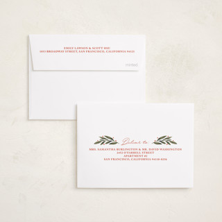 This is a wintergreen petite holiday cards with standard by Kristen Magee called botanical scallop frame printing on recycled smooth signature in petite