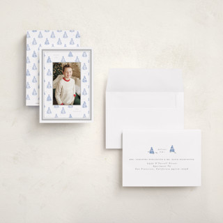 This is a tinsel petite holiday cards with standard by Corinne Malesic called little trees printing on recycled smooth signature in petite