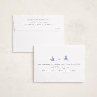 This is a tinsel petite holiday cards with standard by Corinne Malesic called little trees printing on recycled smooth signature in petite