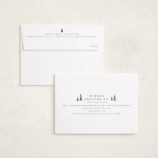 This is a porcelain petite holiday cards with standard by Everett Paper Goods called among the pines printing on recycled smooth signature in petite