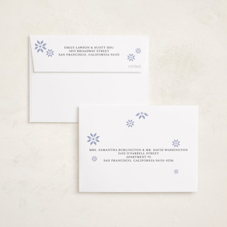 This is a periwinkle petite holiday cards with standard by Annie Chan called endless joy printing on recycled smooth signature in petite