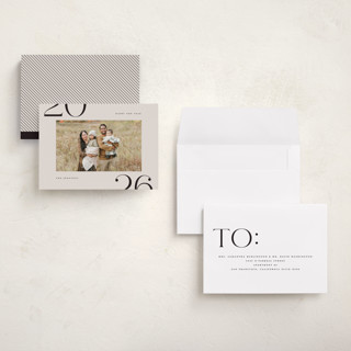 This is a champagne petite holiday cards with standard by Michelle Taylor called on the edge printing on recycled smooth signature in petite