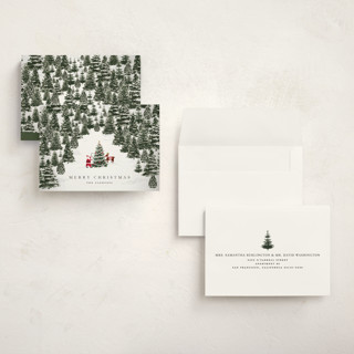 This is a coal petite holiday cards with standard by Jennifer Lew called christmas forest printing on signature in petite