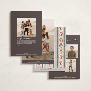 This is a coal petite holiday cards with standard by Jackie Crawford called wildflower holiday ribbon printing on recycled smooth signature in petite