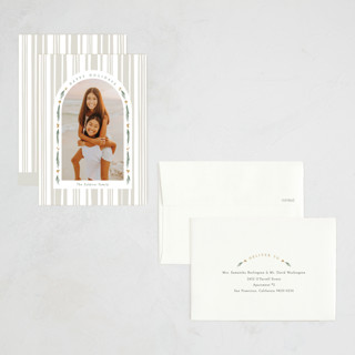 This is a mist petite holiday cards with standard by Robert and Stella called peppermint stripe printing on recycled smooth signature in petite