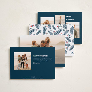 This is a navy petite holiday cards with standard by Erica Krystek called unfiltered joy printing on recycled smooth signature in petite