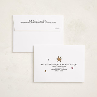 This is a champagne petite holiday cards with standard by Helena Vitto called drunk in love printing on recycled smooth signature in petite