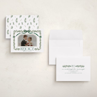 This is a leaf petite holiday cards with standard by BR Designs called joyful-bow printing on recycled smooth signature in petite