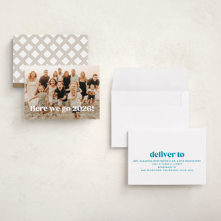 This is a snow petite holiday cards with standard by Kristie Kern called here we go! printing on recycled smooth signature in petite