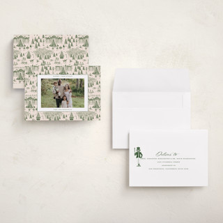 This is a fir petite holiday cards with standard by Teju Reval called nutcracker toile printing on recycled smooth signature in petite