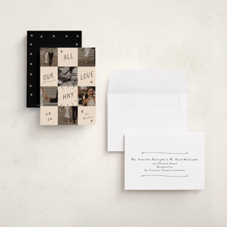 This is a ink press petite holiday cards with standard by Ani Somi called checkers printing on recycled smooth signature in petite