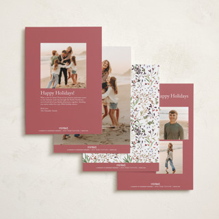 This is a berry petite holiday cards with standard by Kelly Ventura called wonderland floral printing on recycled smooth signature in petite