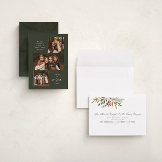 This is a pine petite holiday cards with standard by Emily Betts called three simplicity printing on recycled smooth signature in petite
