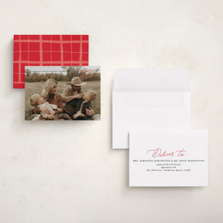 This is a stocking petite holiday cards with standard by Creo Study called from the heart printing on recycled smooth signature in petite