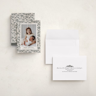 This is a cream petite holiday cards with standard by Jessie Steury called wallpaper printing on recycled smooth signature in petite