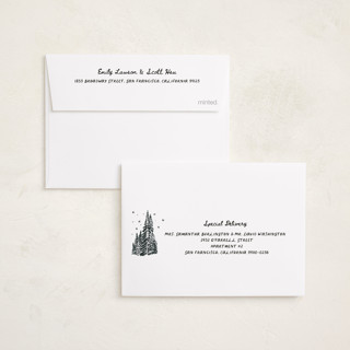 This is a midnight petite holiday cards with standard by Jenna Holcomb called snowy night printing on recycled smooth signature in petite