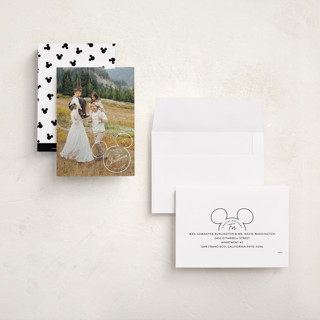 This is a snow petite holiday cards with standard by Hooray Creative called disney's mickey outline printing on recycled smooth signature in petite